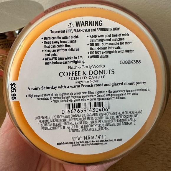 X2 bath and body works COFFEE & DONUTS 3 wick candles NEW - Picture 3 of 3